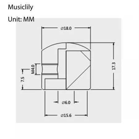 Ручка потенциометра, метрическая, металлическая, черная, 4шт, Musiclily, MX0672-4