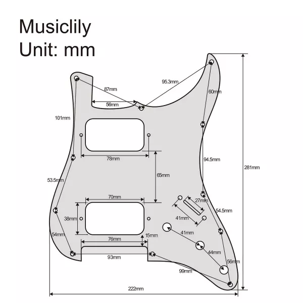 Пикгард для электрогитары Fender Stratocaster HH, 4 сл, черепаший панцирь, Musiclily, MX2248DT  рис.2 