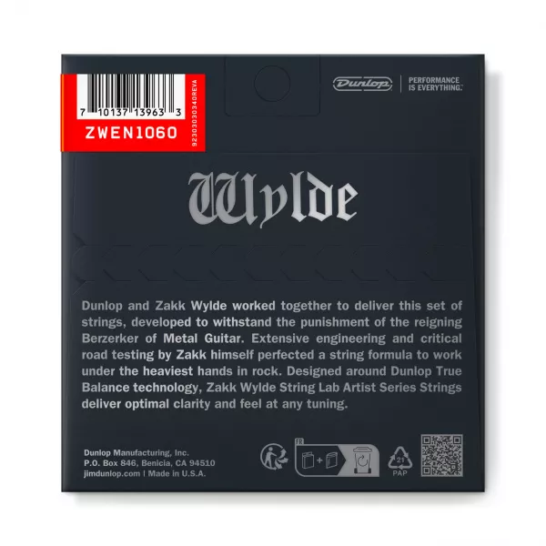 Zakk Wylde Комплект струн для электрогитары, никелированные, 10-60, Dunlop, ZWEN1060  рис.2 