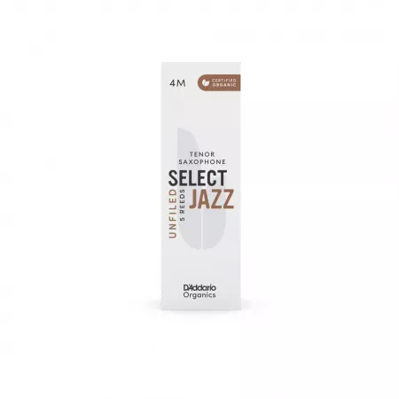 Organic Select Jazz Unfiled Трости для саксофона тенор, размер 4M, 5шт, D'Addario, ORRS05TSX4M