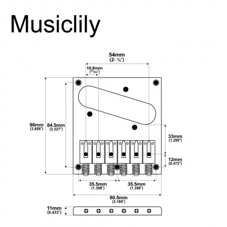 Бридж для Squier и Imported Tele, черный, Musiclily, MX2606BK