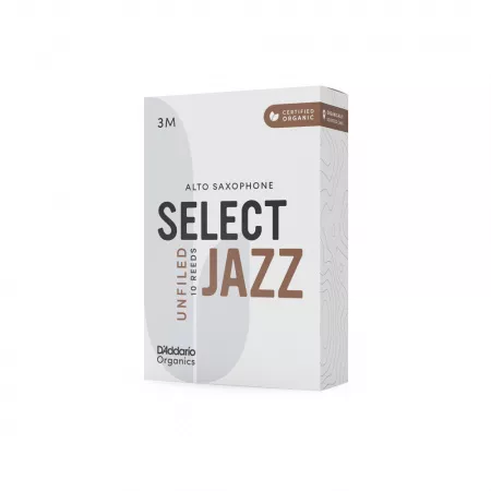 Organic Select Jazz Unfiled Трости для саксофона альт, размер 3M, 10шт, D'Addario, ORRS10ASX3M
