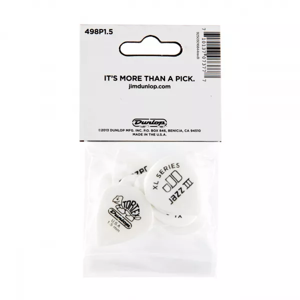 Tortex Jazz III XL Медиаторы 12шт, толщина 1,5мм, Dunlop, 498P1.5  рис.2 