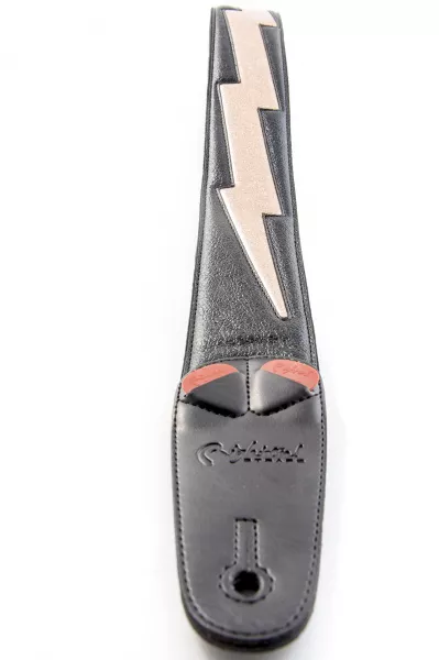 Mojo Bolt Gold AA Ремень для гитары, текстиль, черный, RightOn Straps, 8401070410713  рис.2 
