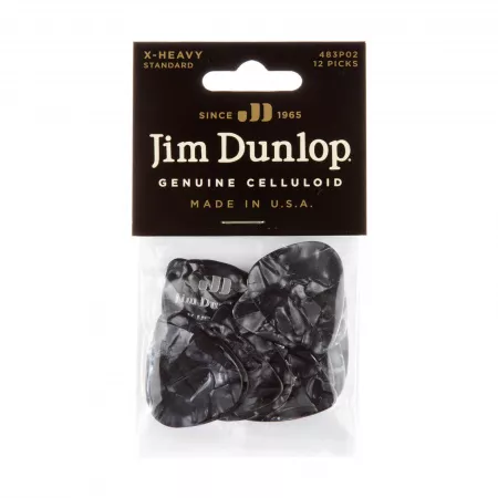 Genuine Celluloid Медиаторы, 12шт, очень толстые, черный перламутр, Dunlop, 483P02XH