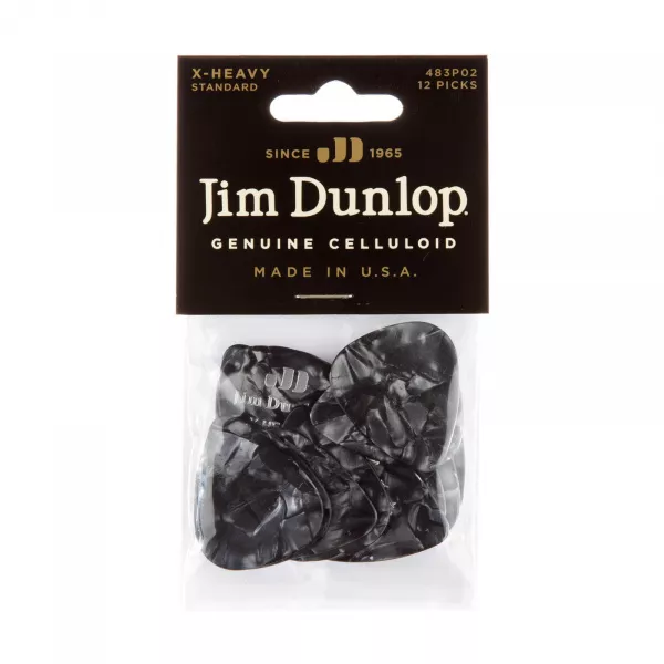 Genuine Celluloid Медиаторы, 12шт, очень толстые, черный перламутр, Dunlop, 483P02XH  рис.2 