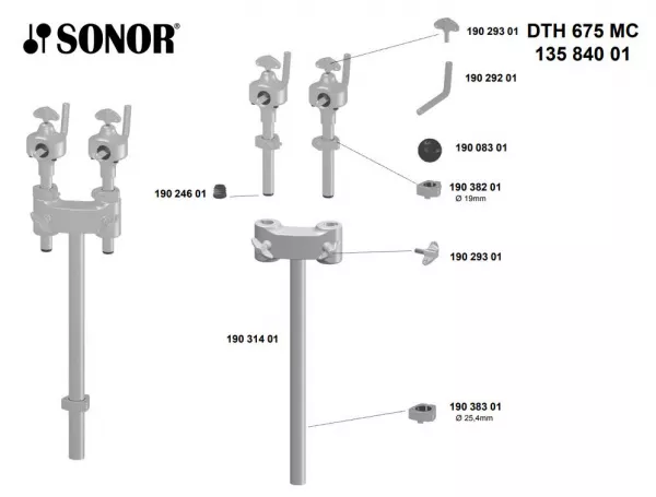 Hardware 600 DTH 675 MC Двойной держатель том-барабана, Sonor, 13584001  рис.2 