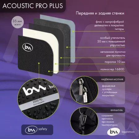 Acoustic Pro Plus Чехол для акустической гитары, черный, BAG&music, BM1142
