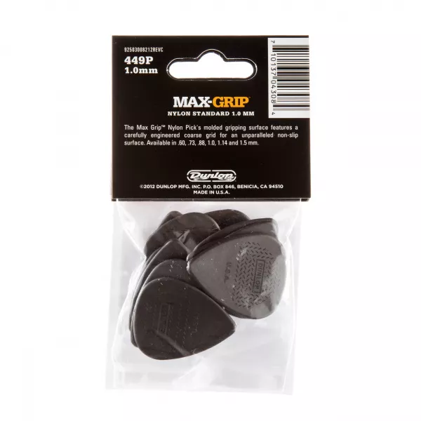 Max-Grip Nylon Standard Медиаторы 12шт, толщина 1,00мм, Dunlop, 449P1.0  рис.2 
