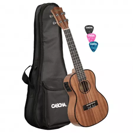 Mahogany Series Укулеле концертный со звукоснимателем, с чехлом, цвет натуральный, Cascha, HH-2035E