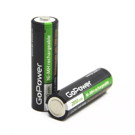 Аккумулятор бытовой AA/HR6 Ni-MH, 2850мАч, 2шт, GoPower, 00-00015318