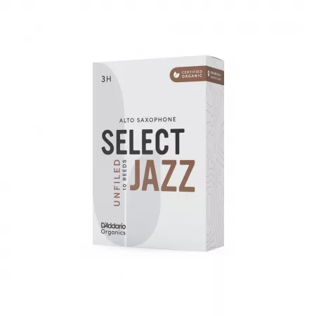 Organic Select Jazz Unfiled Трости для саксофона альт, размер 3H, 10шт, D'Addario, ORRS10ASX3H
