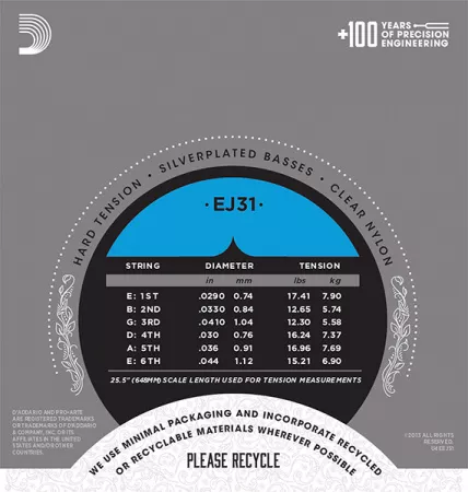EJ31 CLASSIC Струны для классической гитары нейлоновые Hard D`Addario