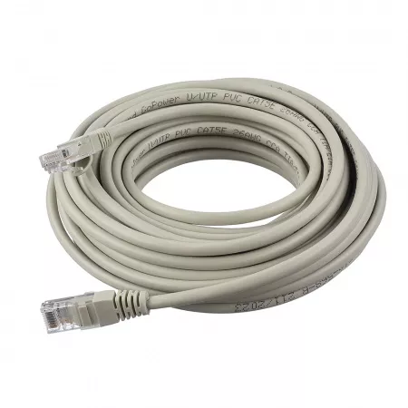 Патч-корд RJ-45 (m)-RJ-45 (m) 10.0м кат.5е ПВХ 26AWG, серый, в пакете, GoPower, 00-00027476