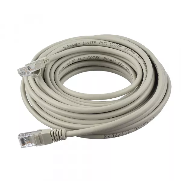 Патч-корд RJ-45 (m)-RJ-45 (m) 10.0м кат.5е ПВХ 26AWG, серый, в пакете, GoPower, 00-00027476  рис.2 