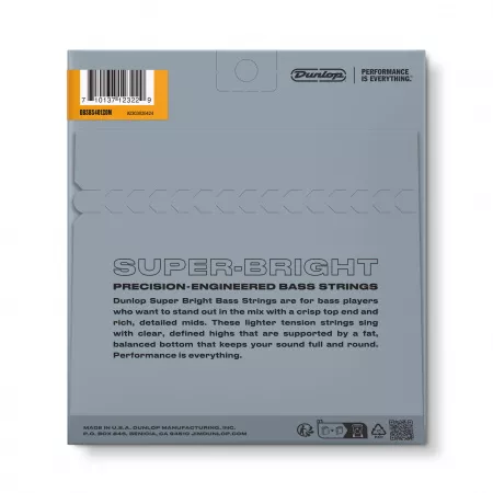 Super Bright Комплект струн для 5-стр бас-гитары, нерж.сталь, Med Scale, 40-120, Dunlop, DBSBS40120M