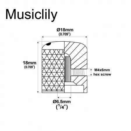 Ручка потенциометра, черная, 2шт, Musiclily, MX2806BK-2
