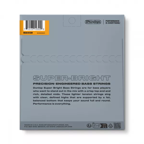 Super Bright Комплект струн для 5-стр бас-гитары, нерж.сталь, Med Scale, 40-120, Dunlop, DBSBS40120M  рис.2 