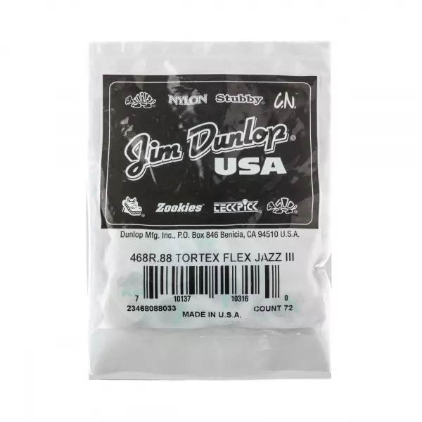 Tortex Flex Jazz III Медиаторы, 72шт, толщина 0.88мм, Dunlop, 468R.88  рис.2 