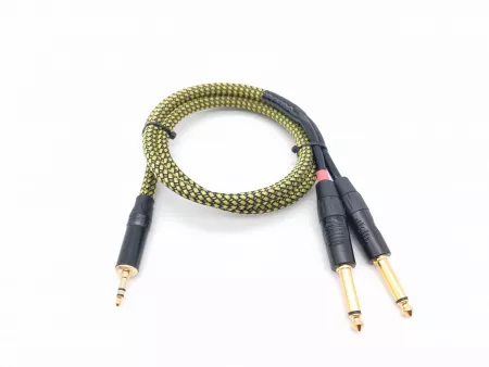 Кабель аудио 3.5-2х6.3мм, 1.25м, в оплетке, ZZcable, G46-3,5-2J-0125-Z