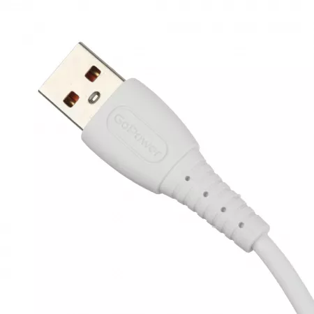 Кабель GP07T USB (m)-Type-C (m) 1.0м 2.4A, силикон, белый, GoPower, 00-00022801