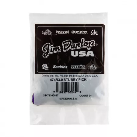 Stubby Jazz Медиаторы 24шт, толщина 3,0мм, Dunlop, 474R3.0