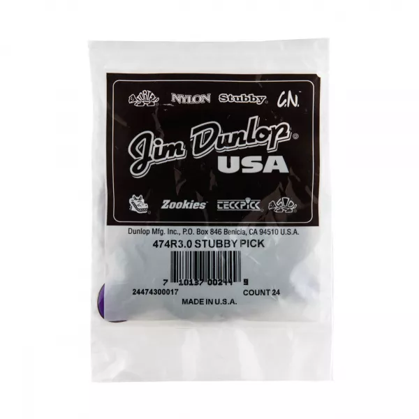 Stubby Jazz Медиаторы 24шт, толщина 3,0мм, Dunlop, 474R3.0  рис.2 
