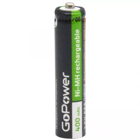 Аккумулятор бытовой ААА/НR03 Ni-MH, 400мАч, 2шт, GoPower, 00-00018319