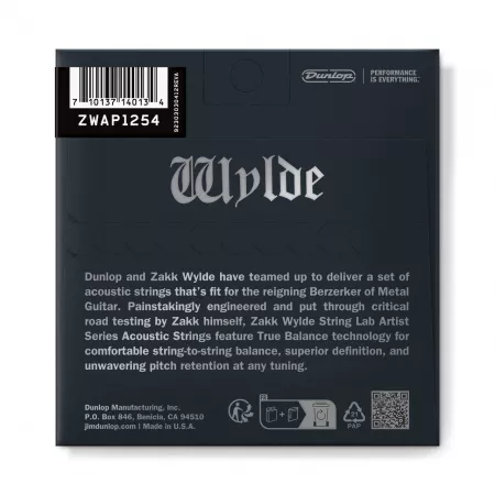 Zakk Wylde Комплект струн для акустической гитары, 12-54, Dunlop, ZWAP1254
