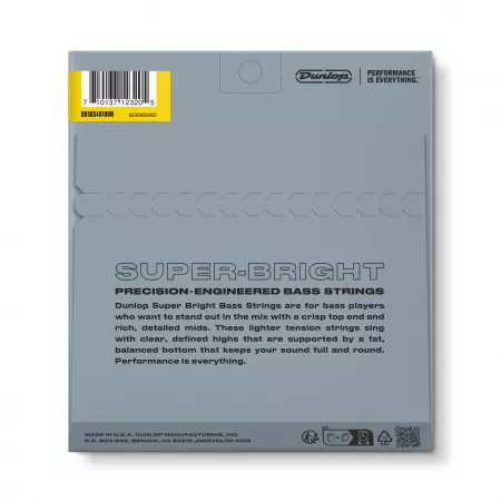 Super Bright Комплект струн для бас-гитары, нерж.сталь, Medium Scale, 40-100, Dunlop, DBSBS40100M