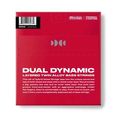 Dual Dynamic Комплект струн для 5-струнной бас-гитары, никель/сталь, 45-125, Dunlop, DBHYN45125