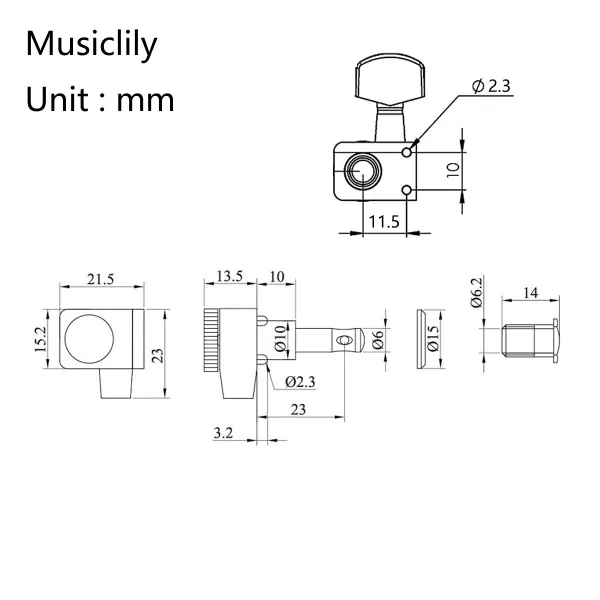 Колки для гитары, 6л, локовые, черные, Musiclily, MX1510BK-6  рис.2 