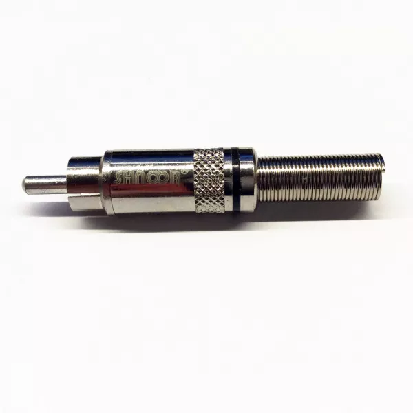Разъем на кабель RCA male, черное кольцо, SHNOOR, SRCM-Seco-B  рис.2 