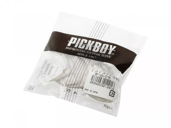 Celluloid Vintage Classic White Pearl Медиаторы 50шт, толщина 0.75мм, Pickboy, GP-24/075  рис.2 