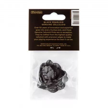 Genuine Celluloid Медиаторы, 12шт, средние, черный перламутр, Dunlop, 483P02MD
