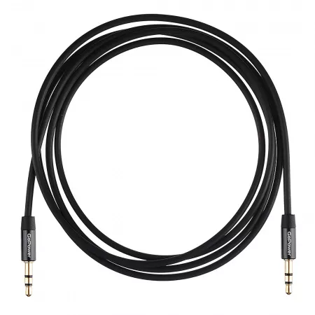 Кабель AUX 3.5мм (m)- 3.5мм (m), 1.5м, TPE черный, в пакете, GoPower, 00-00027479