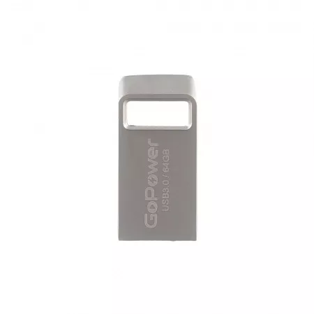 Mini Флеш-накопитель 64GB USB3.0, металл, серебряный, GoPower, 00-00027359