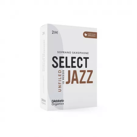 Organic Select Jazz Unfiled Трости для саксофона сопрано, размер 2M, 10шт, D'Addario, ORRS10SSX2M