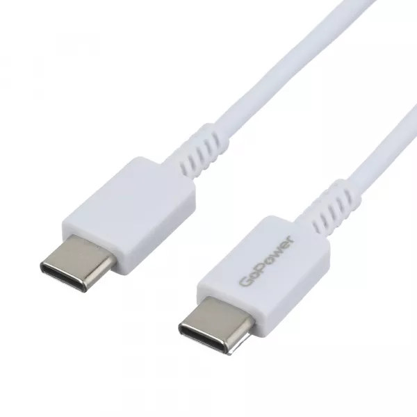 Кабель GP20TT Type-C (m)-Type-C (m) 1.0м 100W, белый, GoPower, 00-00022803  рис.2 