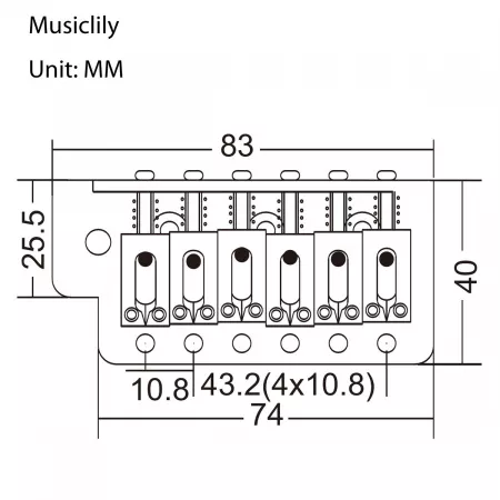 Бридж тремоло для Strat, хром, Musiclily, MX1267CR