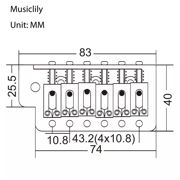 Бридж тремоло для Strat, хром, Musiclily, MX1267CR  рис.2 
