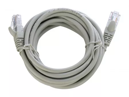 Патч-корд RJ-45 (m)-RJ-45 (m) 3.0м кат.5е ПВХ 26AWG, серый, в пакете, GoPower, 00-00027474