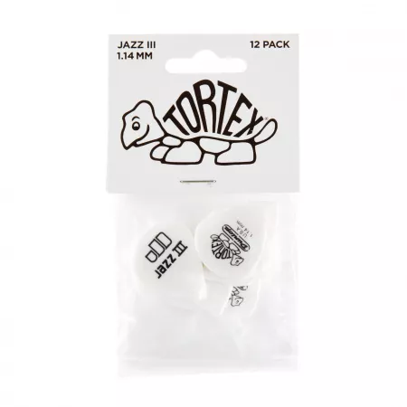 Tortex White Jazz III Медиаторы 12шт, толщина 1,14мм, Dunlop, 478P1.14
