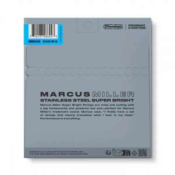 Marcus Miller Super Bright Комплект струн для 5-стр бас-гитары,нерж.сталь, 45-125, Dunlop, DBMMS45125  рис.2 