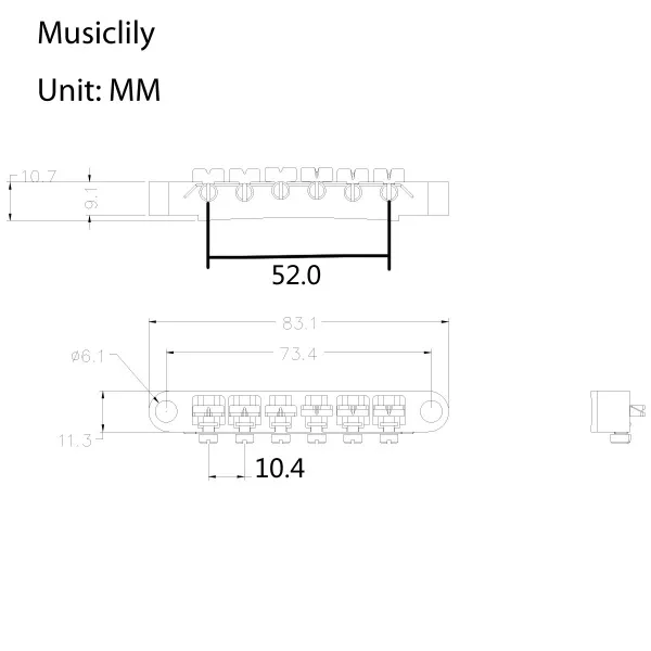 Бридж Tune-O-Matic для Gibson Les Paul, золото, Musiclily, M670  рис.2 
