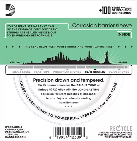 EZ920 AMERICAN BRONZE 85/15 Струны для акустической гитары Medium Light 12-54 D`Addario