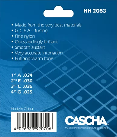 Комплект струн для укулеле сопрано, прозрачный нейлон, Cascha, HH-2053