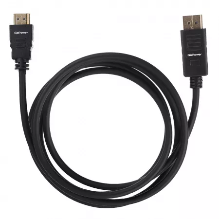 Кабель DisplayPort (m)-HDMI (m) 1.8м ПВХ ver.2.0, черный, GoPower, 00-00027493