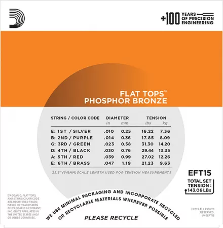 EFT15 Струны для акустической гитары фосфорная бронза 10-47 D`Addario