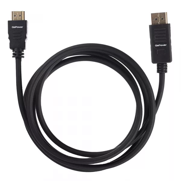 Кабель DisplayPort (m)-HDMI (m) 1.8м ПВХ ver.2.0, черный, GoPower, 00-00027493  рис.2 